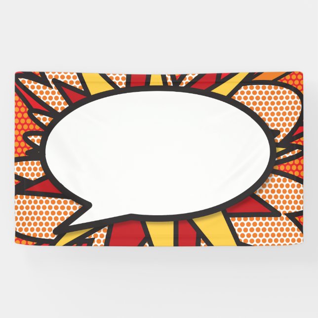 Your Message Speech Bubble Fun Retro Comic Book Banner (Horizontal)