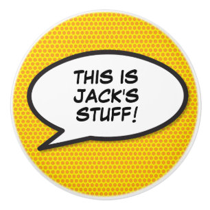 Your Message Speech Bubble Fun Retro Comic Book Ceramic Knob
