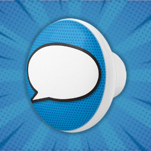 Your Message Speech Bubble Fun Retro Comic Book Ceramic Knob