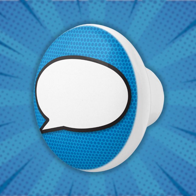 Your Message Speech Bubble Fun Retro Comic Book Ceramic Knob (Your Message Speech Bubble Fun Retro Comic Book Ceramic Knob)