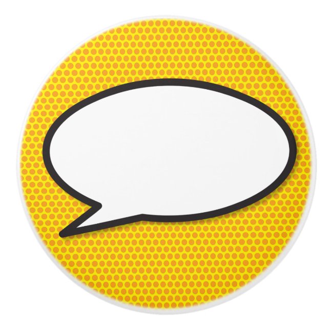 Your Message Speech Bubble Fun Retro Comic Book Ceramic Knob (Front)