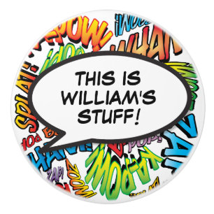 Your Message Speech Bubble Fun Retro Comic Book Ceramic Knob