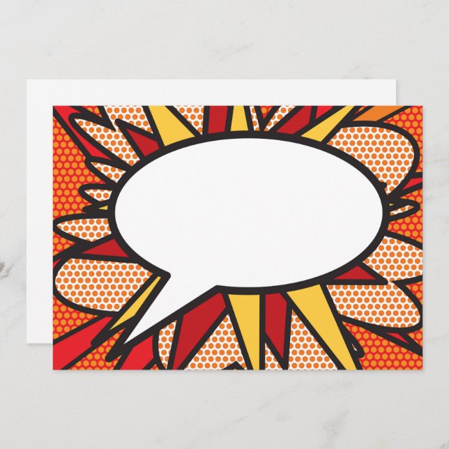 Your Message Speech Bubble Fun Retro Comic Book Invitation (Front/Back)