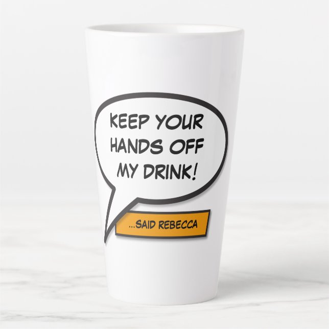 Your Message Speech Bubble Fun Retro Comic Book Latte Mug (Front)