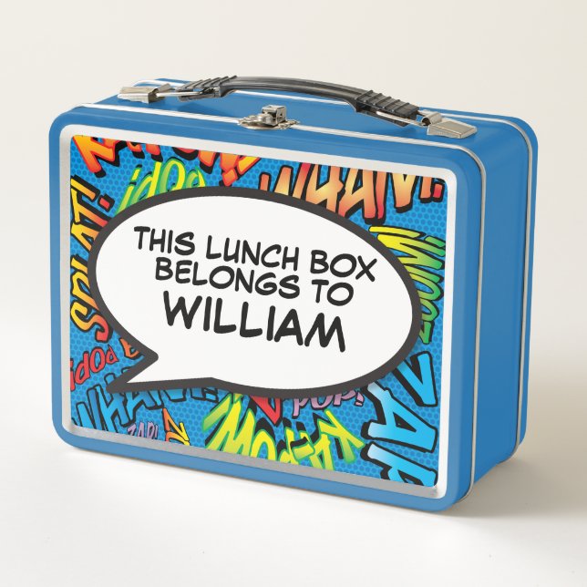 Your Message Speech Bubble Fun Retro Comic Book Metal Lunch Box (Front)