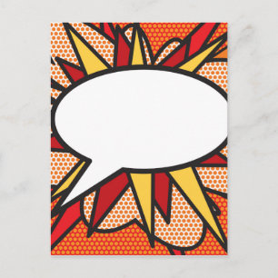 Your Message Speech Bubble Fun Retro Comic Book Postcard