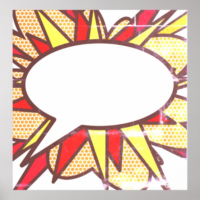 Your Message Speech Bubble Fun Retro Comic Book Poster (Front)
