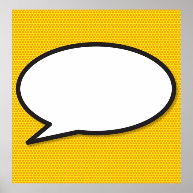 Your Message Speech Bubble Fun Retro Comic Book Poster (Front)