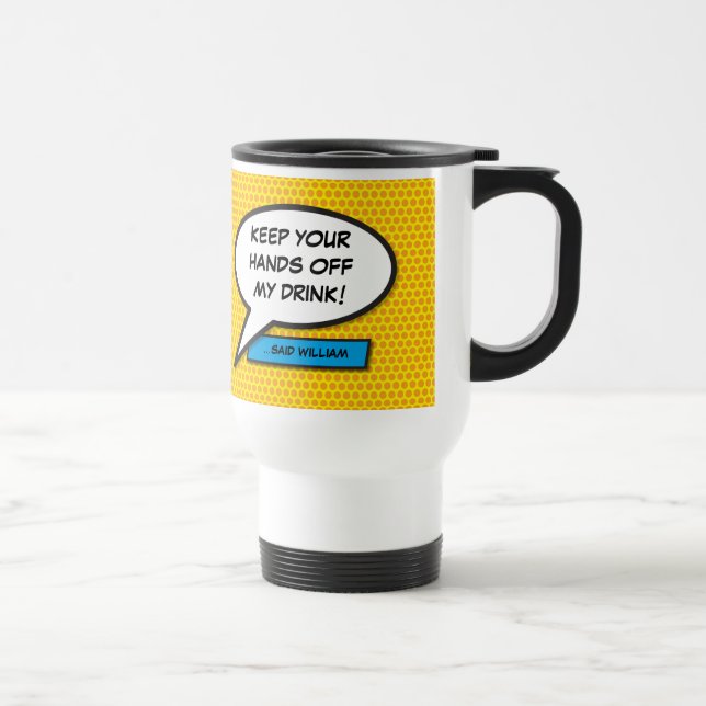 Your Message Speech Bubble Fun Retro Comic Book Travel Mug (Right)