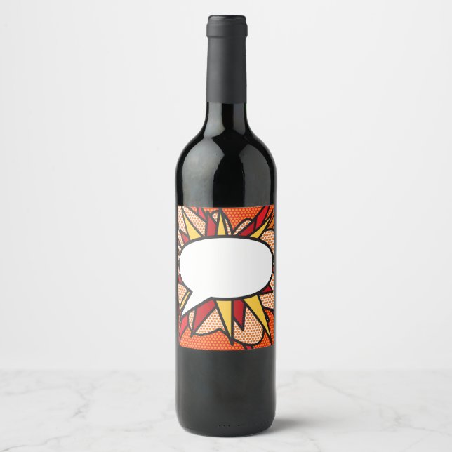 Your Message Speech Bubble Fun Retro Wine Label (Front)