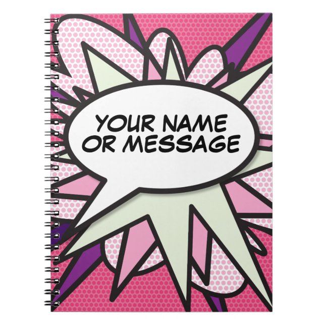 Your Message Speech Bubble Pink Comic Book (Front)