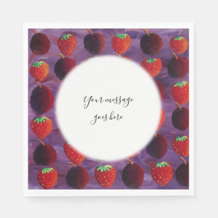 Your Message Strawberries and Plums Red Fruit Napkin