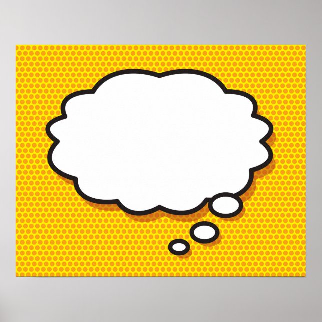 Your Message Think Bubble Fun Retro Comic Book Poster (Front)