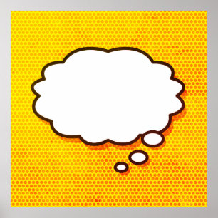 Your Message Think Bubble Fun Retro Comic Book Poster