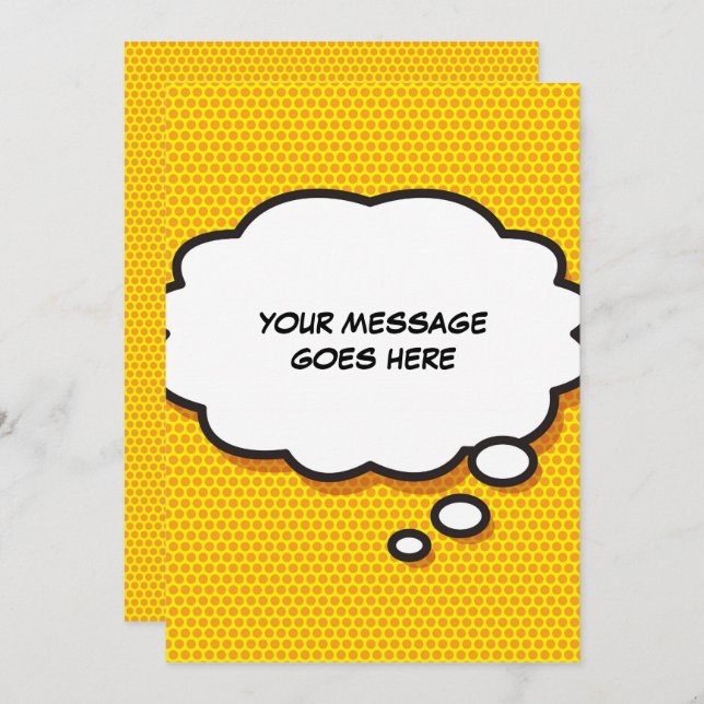Your Message Thought Bubble Fun Retro Comic Book Invitation (Front/Back)