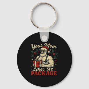 Your Mom Likes My Package Funny Santa Christmas  Key Ring