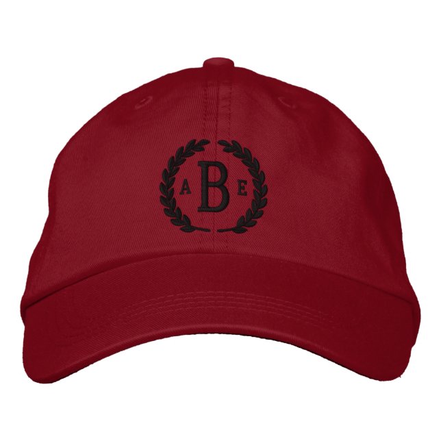 Your Monogram 3 Letters and Laurels Embroidery Embroidered Hat (Front)