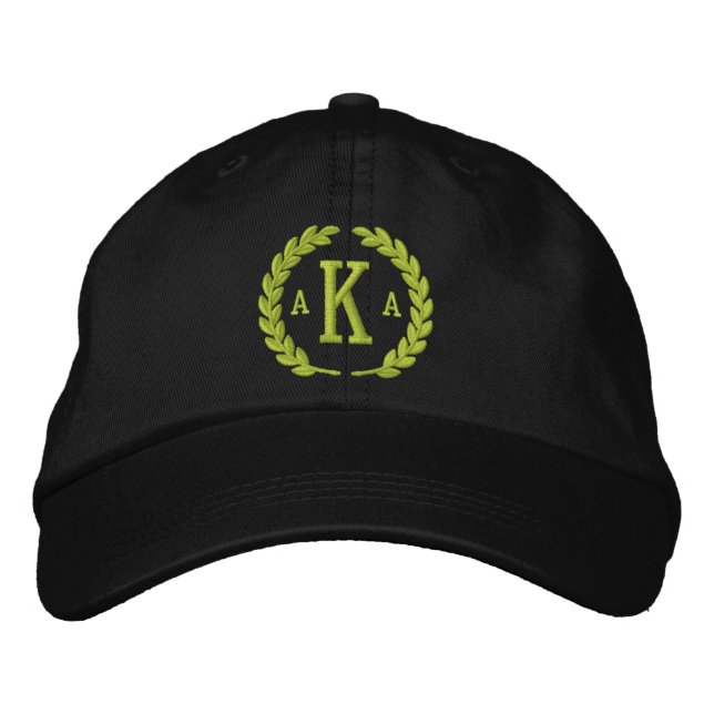 Your Monogram 3 Letters and Laurels Embroidery Embroidered Hat (Front)