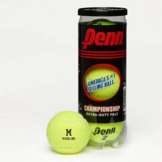 Your Monogram and Name - Pick Text Color - Brand Tennis Balls