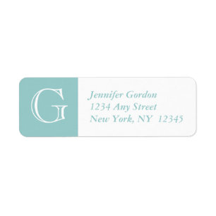 Your Monogram, Blue White Return Address Label