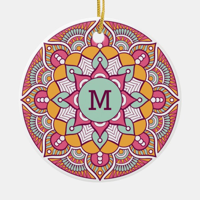 YOUR monogram custom Boho ornament (Front)