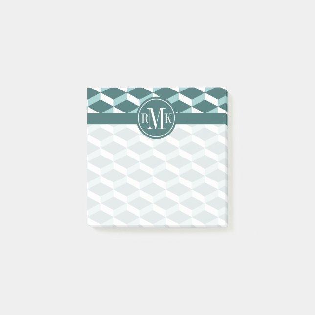 Your Monogram | Golden Geometric Pattern Post-it Notes (Front)