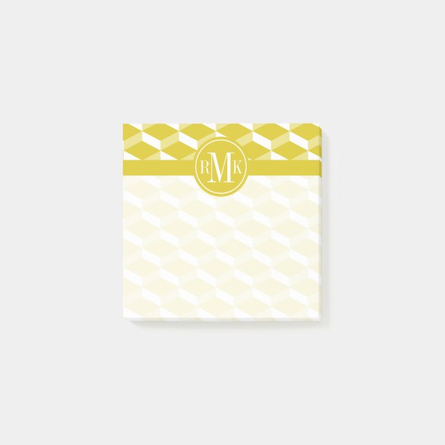 Your Monogram | Golden Geometric Pattern Post-it Notes (Front)