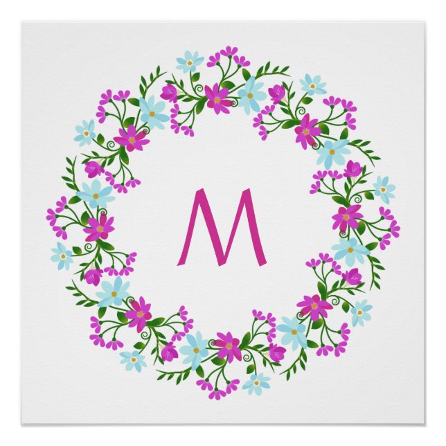 Your Monogram in a Flower Frame custom poster (Front)