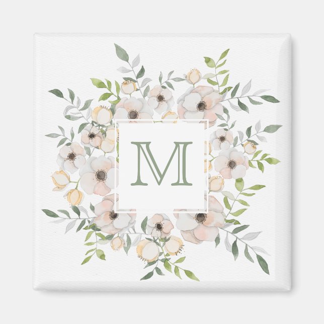 Your Monogram in a Flower Frame magnet (Front)