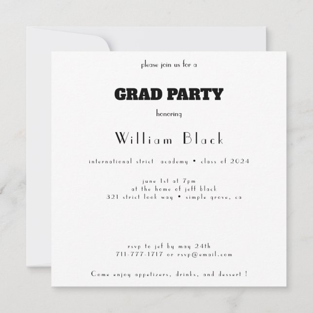 Your monogram in black&white   invitation (Back)