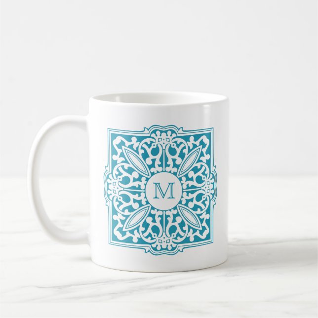 YOUR MONOGRAM in decorative frame custom mugs (Left)