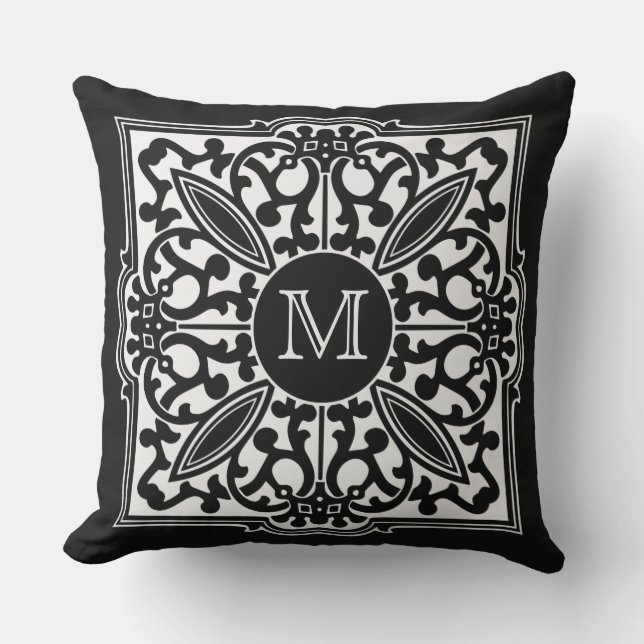 YOUR MONOGRAM in decorative frame custom pillows (Front)
