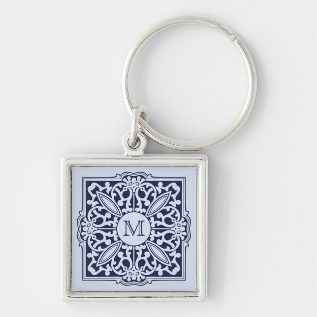 YOUR MONOGRAM in decorative frame key chain (Front)