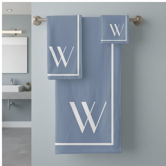 Your monogram in faded denim colour bath towel set (Creator Uploaded)