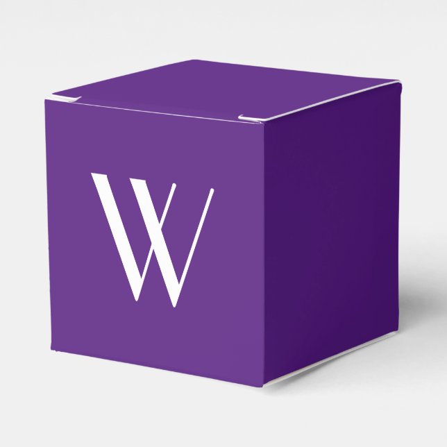 Your monogram in royal purple favour box (Front Side)