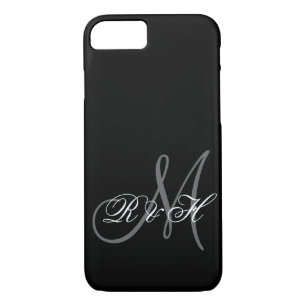 YOUR MONOGRAM INITIALS   SIMPLE BLACK GREY Case-Mate iPhone CASE