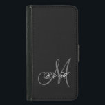 YOUR MONOGRAM INITIALS | SIMPLE BLACK GREY SAMSUNG GALAXY S5 WALLET CASE<br><div class="desc">SIMPLE,  BLACK BACKGROUND COLOR WITH GREY AND WHITE MONOGRAM INITIALS MAKES THIS AN ELEGANT,  STYLISH WAY TO PERSONALIZE YOUR CASE FOR HIM OR FOR HER OR NEWLYWEDS. ELKE CLARKE© FOR MONOGRAM GALLERY. PLEASE CONTACT STORE OWNER FOR OTHER COLORS.</div>