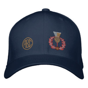 Your Monogram Scottish Thistle Scotland in Black Embroidered Hat