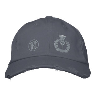 Your Monogram Scottish Thistle Scotland in silver Embroidered Hat
