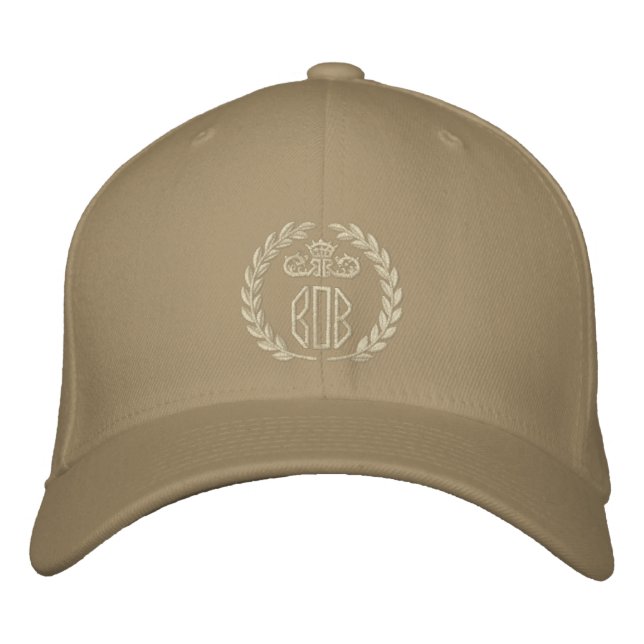 Your Monogram Up to 3 Letters Laurels Embroidery Embroidered Hat (Front)