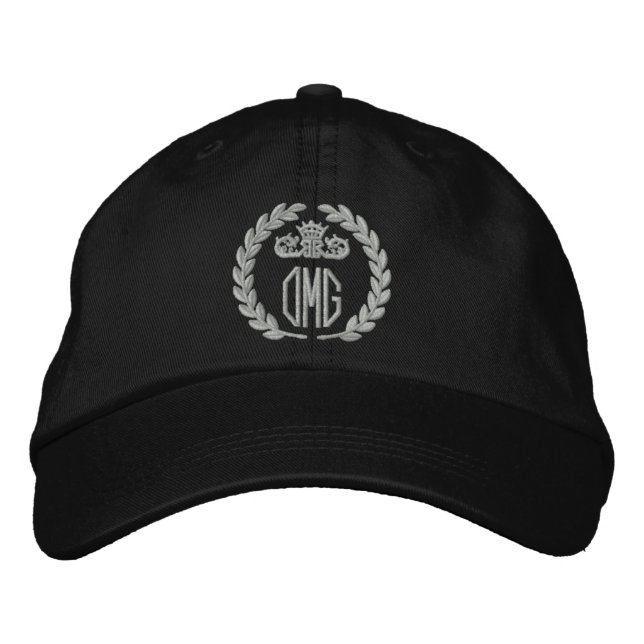 Your Monogram Up to 3 Letters Laurels Embroidery Embroidered Hat (Front)