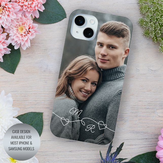 Your Monograms And Intertwined Love Hearts Case-Mate iPhone Case (Creator Uploaded)