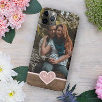 Your Monograms Love Heart On Woodgrain Pattern