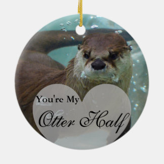 Your my Otter Half Brown River Otter Swimming Ceramic Tree Decoration