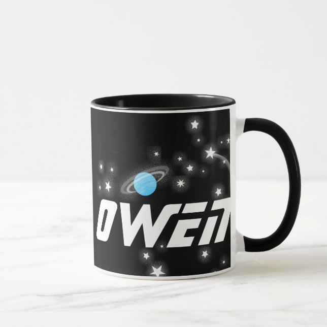 Your name (4 letter) space red black kids mug (Right)