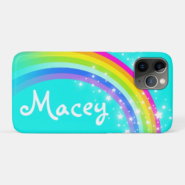 "Your name" (5 letter) rainbow aqua iphone case (Back (Horizontal))