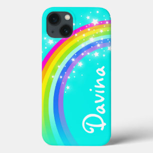 Your name 6 letter rainbow aqua iPhone 13 case
