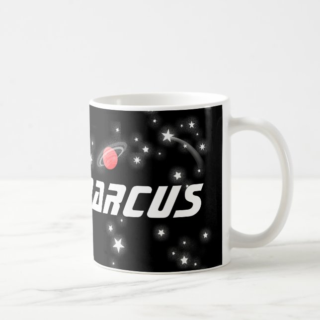 your name (6 letter) space red black kids mug (Right)