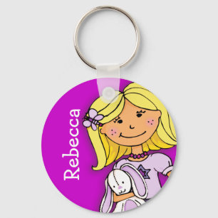 Your name 7 letter girls blonde purple keychain
