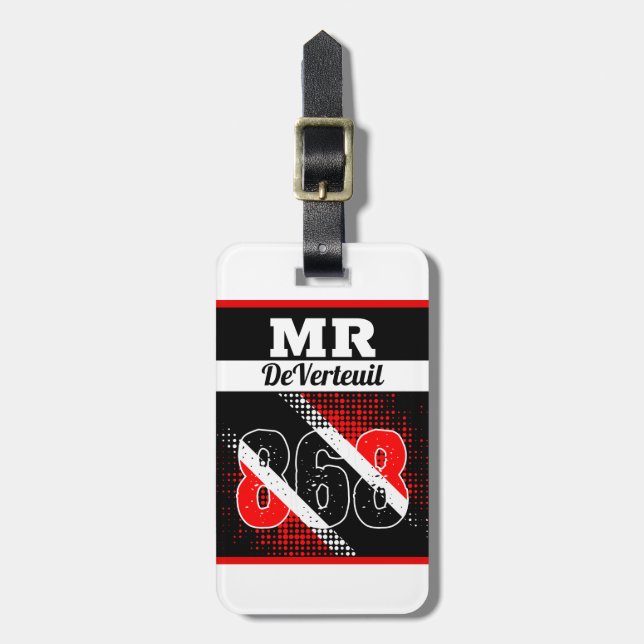 Your Name / 868 Dot Pattern Flag Luggage Tag (Front Vertical)